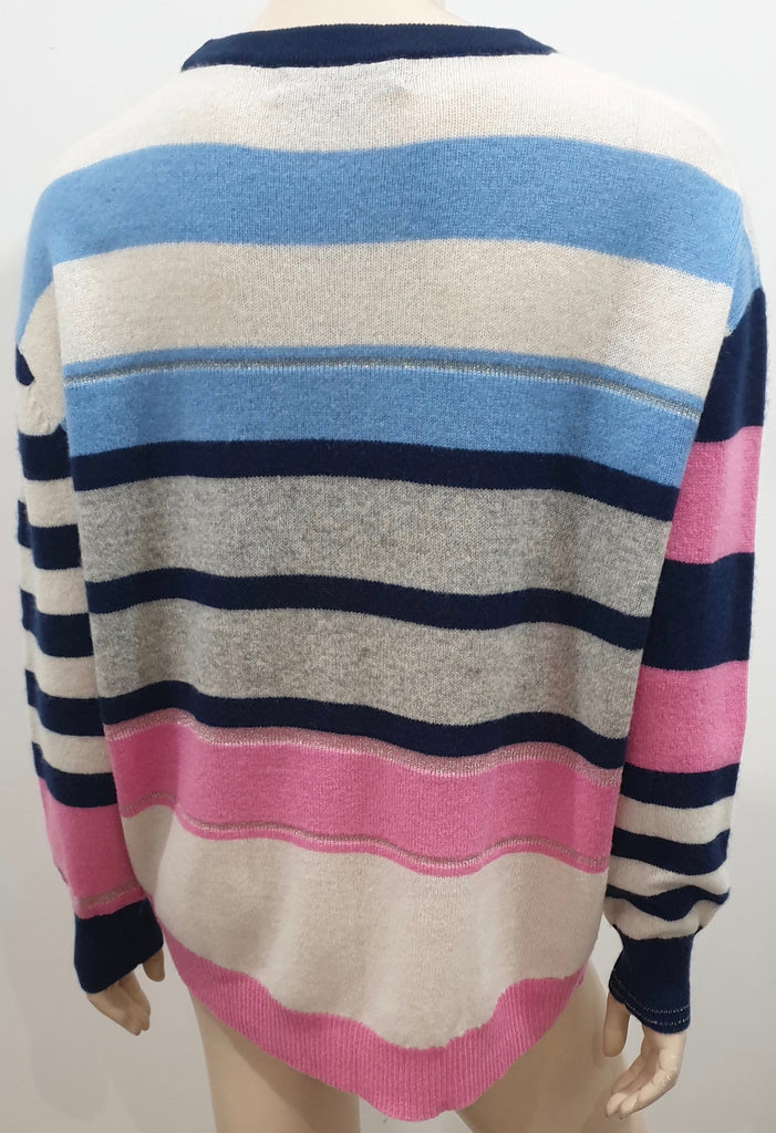 360 CASHMERE TRILOGY Multi Colour Metallic Stripe Knitwear Jumper Sweater Top M