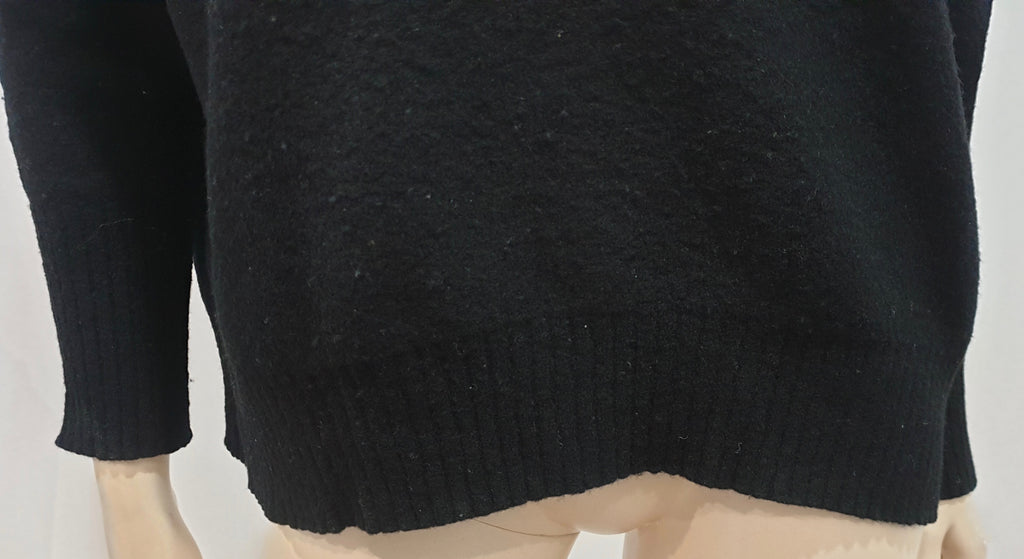 ALL SAINTS Black Wool Blend V Neck Long Batwing Sleeve Jumper Sweater Top M