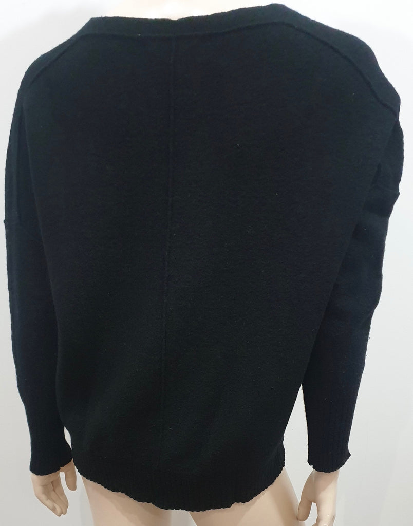 ALL SAINTS Black Wool Blend V Neck Long Batwing Sleeve Jumper Sweater Top M