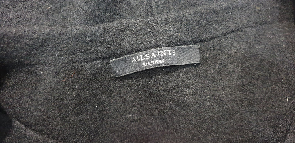 ALL SAINTS Black Wool Blend V Neck Long Batwing Sleeve Jumper Sweater Top M