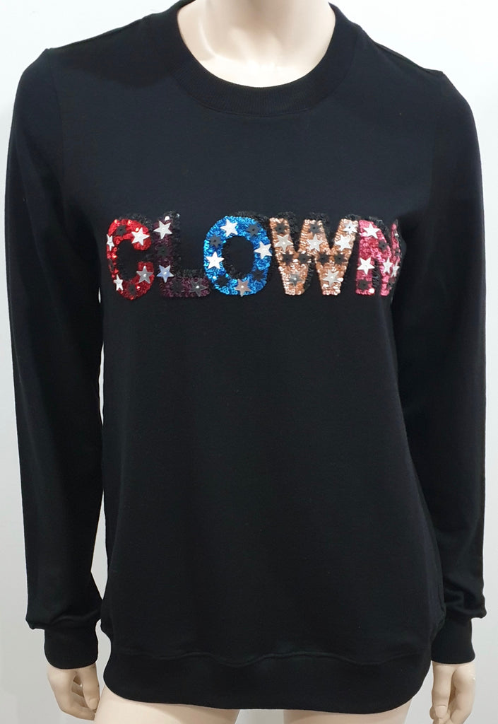 MARKUS LUPER Women's Black Cotton Sequin CLOWN Long Sleeve Jumper Sweater Top S