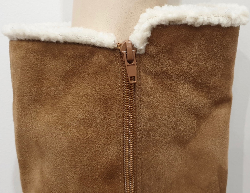 VANESSA WU Tan Suedette Cream Lining & Trim Casual Knee Boots EU40 UK7 NEW!