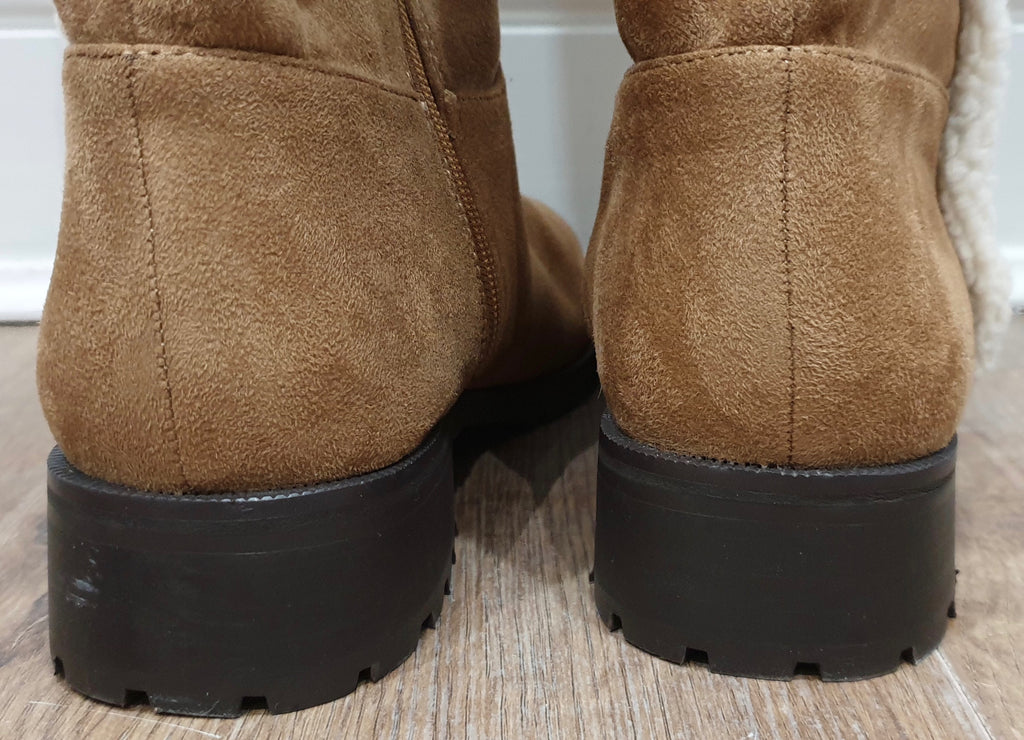 VANESSA WU Tan Suedette Cream Lining & Trim Casual Knee Boots EU40 UK7 NEW!