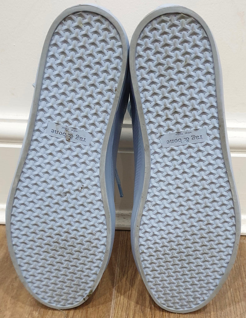 RAG & BONE Chambray Blue RB1 Perforated Leather Low Sneakers Trainers 41 UK9.5