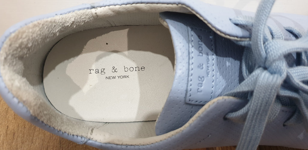 RAG & BONE Chambray Blue RB1 Perforated Leather Low Sneakers Trainers 41 UK9.5