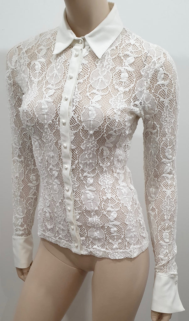 DRIES VAN NOTEN Black Brown Wool Silk Fine Knit Patterned Jumper Sweater Top S