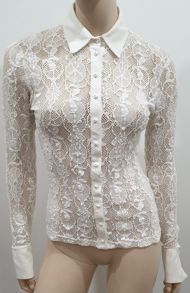 DRIES VAN NOTEN Black Brown Wool Silk Fine Knit Patterned Jumper Sweater Top S