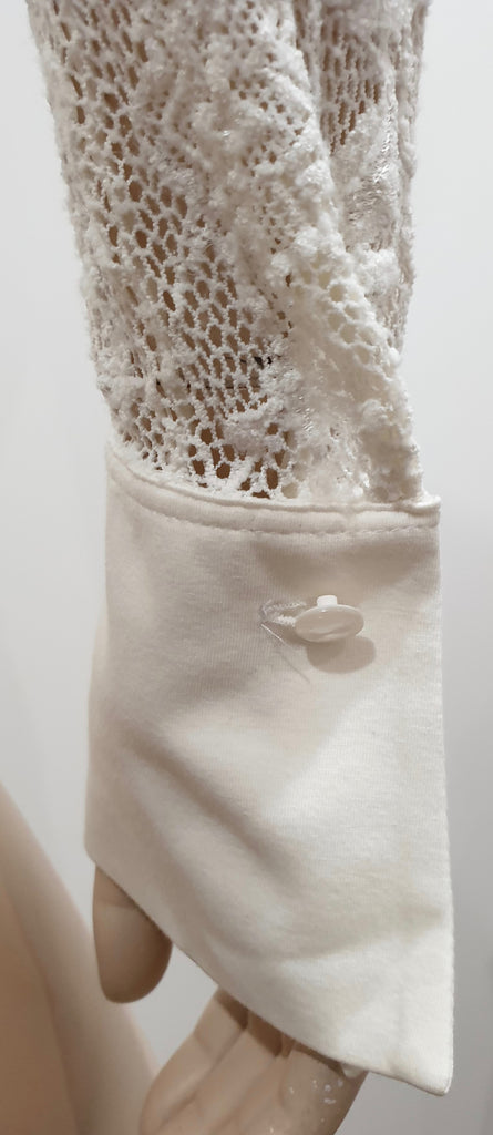 DRIES VAN NOTEN Black Brown Wool Silk Fine Knit Patterned Jumper Sweater Top S