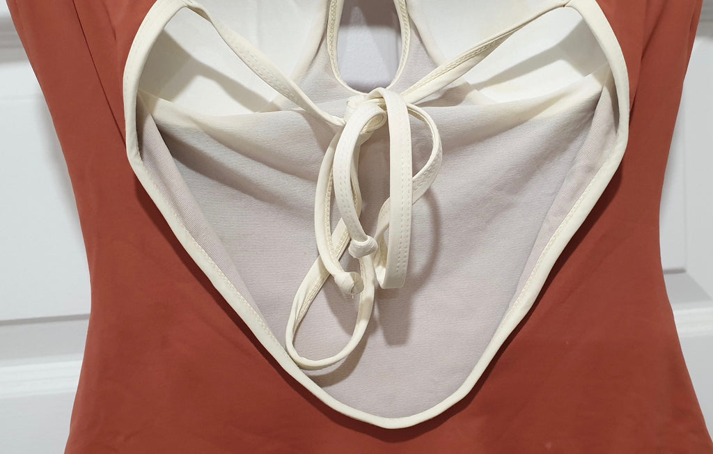 SOPHIE DELOUDI Rust Brown Cream One Piece Swimwear Bathing Costume Swimsuit