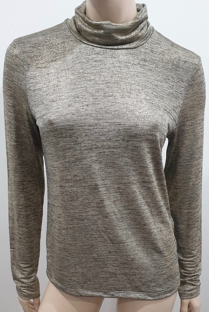 TOMAS MAIER Gold & Green Metallic Polo Neck Long Sleeve Jumper Sweater UK10