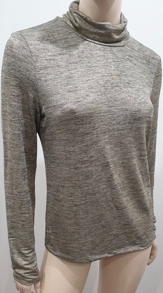 TOMAS MAIER Gold & Green Metallic Polo Neck Long Sleeve Jumper Sweater UK10
