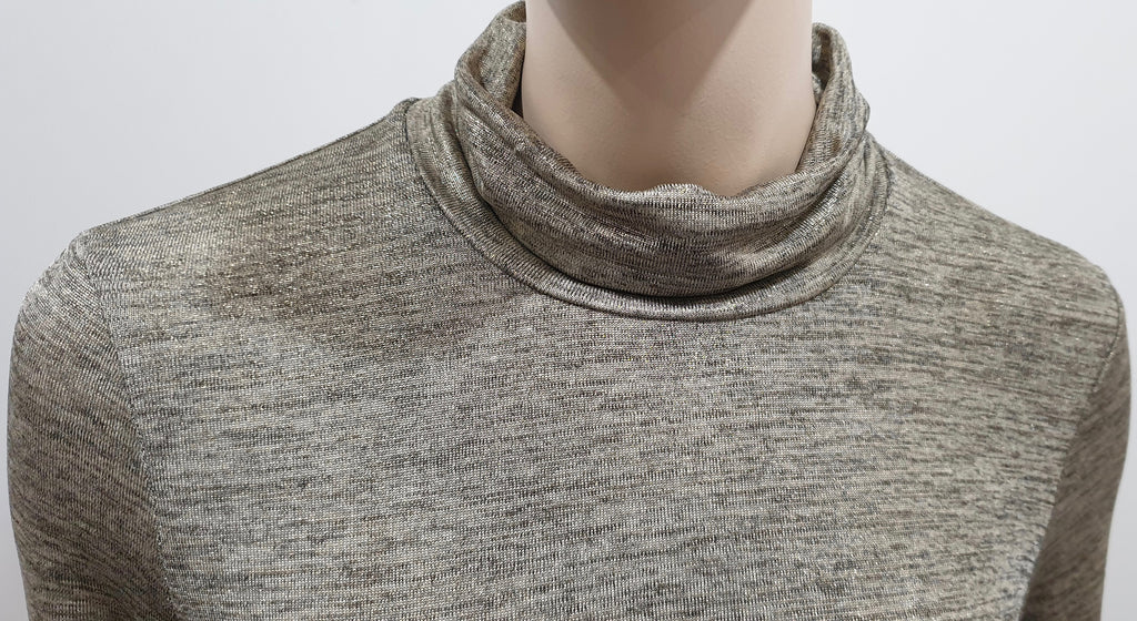 TOMAS MAIER Gold & Green Metallic Polo Neck Long Sleeve Jumper Sweater UK10