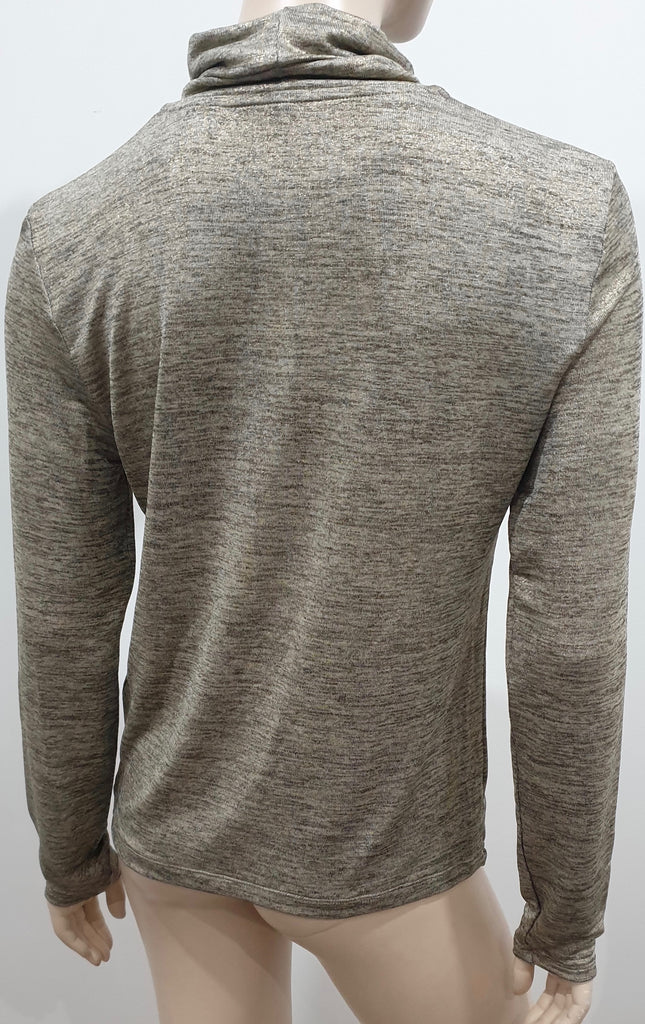 TOMAS MAIER Gold & Green Metallic Polo Neck Long Sleeve Jumper Sweater UK10