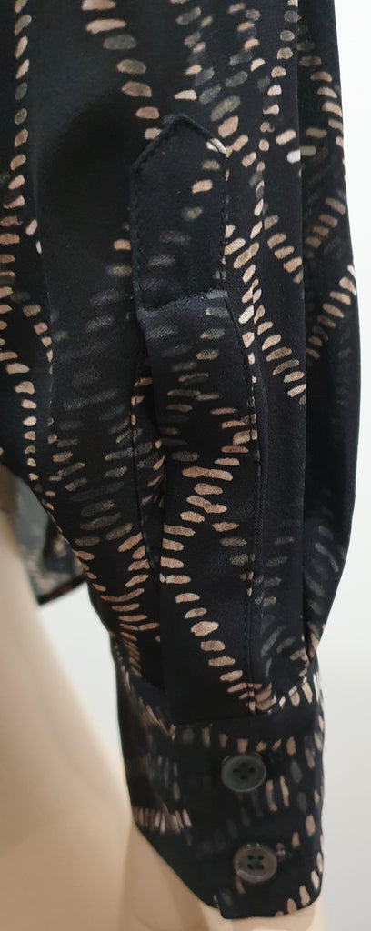 HAUTE HIPPIE Multi-Colour Silk Criss-Cross Pattern Long Sleeve Blouse Shirt Top