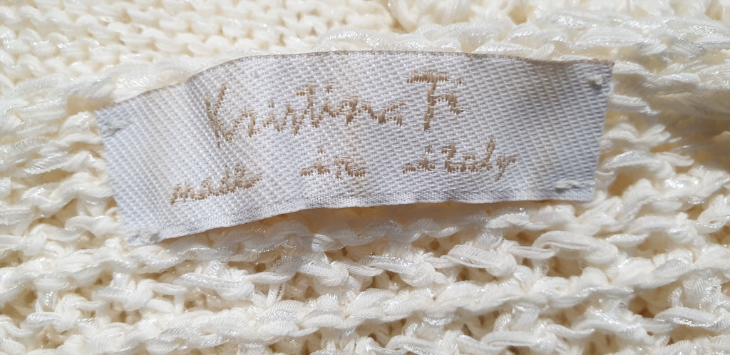 KRISTIANA TI Cream Cotton Blend Open Tie Back Knitwear Jumper Sweater Top UK10