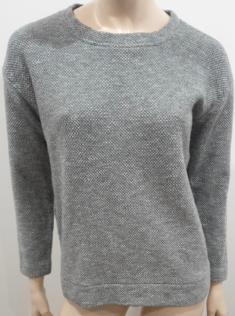AMINA RUBINACCI Grey Wool Blend Textured Zip Hemline Jumper Sweater Top I42 UK10