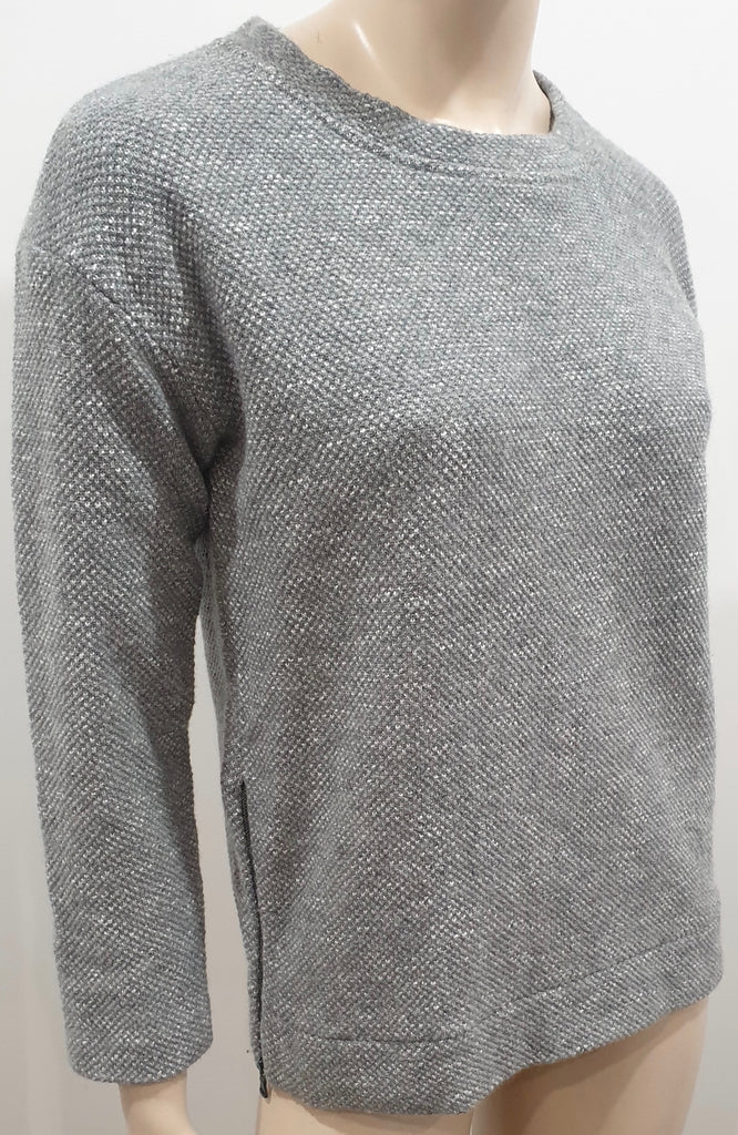AMINA RUBINACCI Grey Wool Blend Textured Zip Hemline Jumper Sweater Top I42 UK10