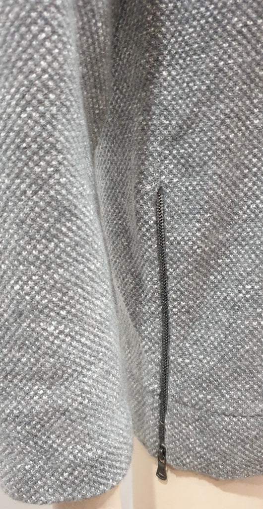 AMINA RUBINACCI Grey Wool Blend Textured Zip Hemline Jumper Sweater Top I42 UK10