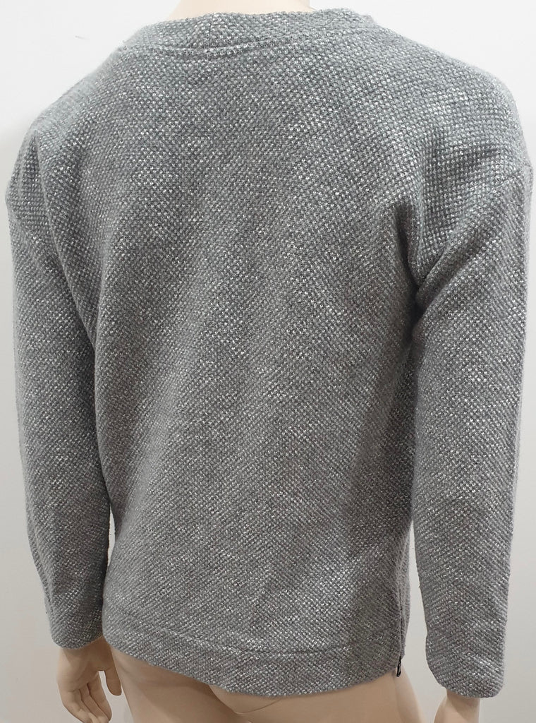 AMINA RUBINACCI Grey Wool Blend Textured Zip Hemline Jumper Sweater Top I42 UK10