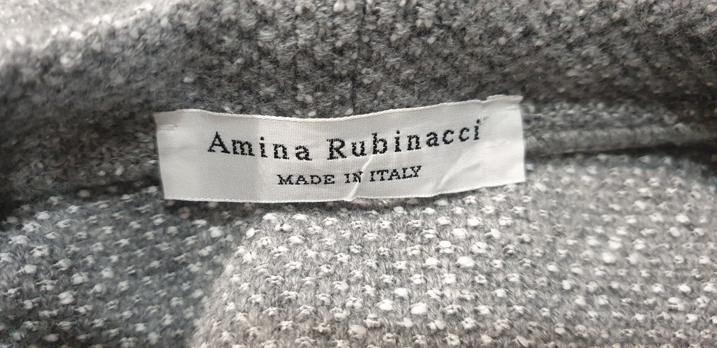 AMINA RUBINACCI Grey Wool Blend Textured Zip Hemline Jumper Sweater Top I42 UK10