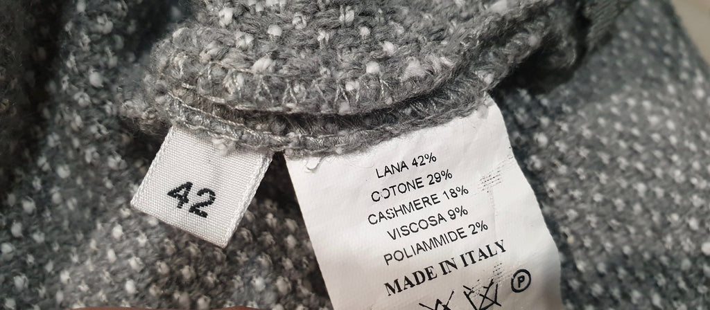 AMINA RUBINACCI Grey Wool Blend Textured Zip Hemline Jumper Sweater Top I42 UK10