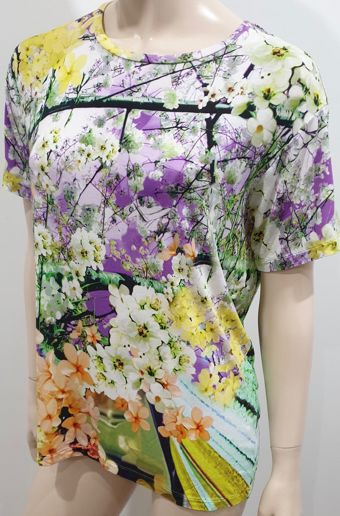 MARY KATRANTZOU Multi-Colour Modal Floral Print Short Sleeve T-Shirt Tee Top S