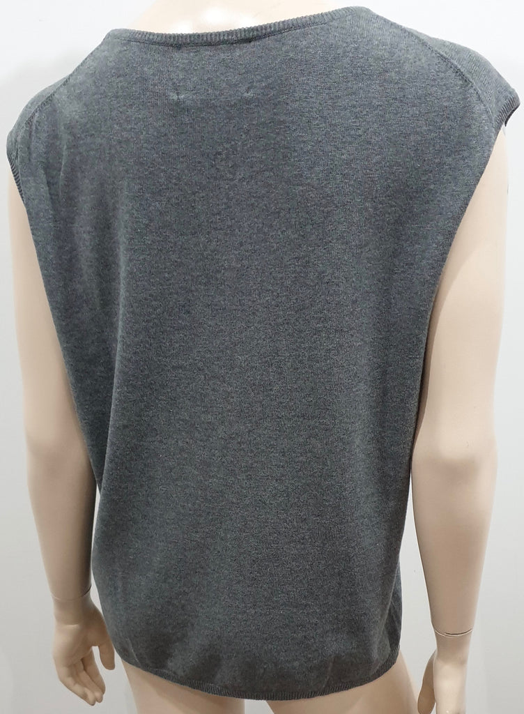 MARKUS LUPFER Grey Scoop Neck Sequin & Jewelled Knitwear Jumper Sweater Top S