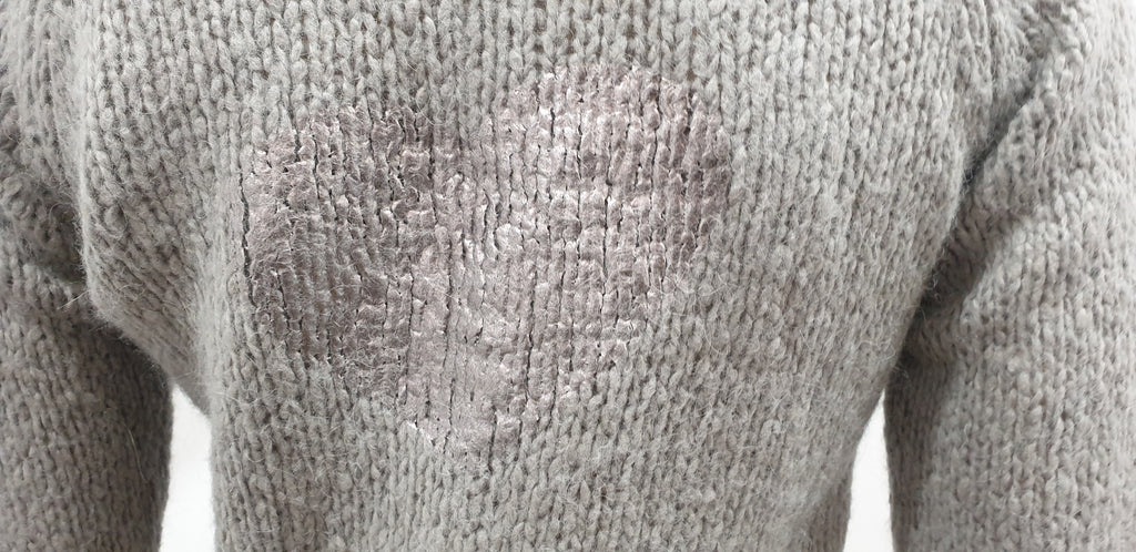 TWIN SET SIMON BARBIERI Grey Chunky Knit Silver Metallic Heart Cardigan 12 BNWT
