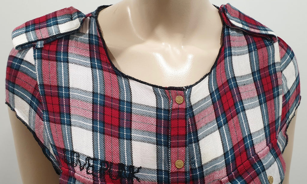 ZADIG & VOLTAIRE Red White Grey RILLA GRUNGE Check Plaid Mini Shirt Dress XS