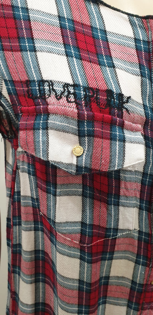 ZADIG & VOLTAIRE Red White Grey RILLA GRUNGE Check Plaid Mini Shirt Dress XS