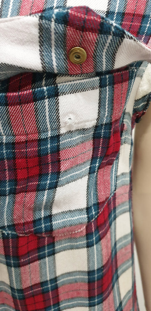 ZADIG & VOLTAIRE Red White Grey RILLA GRUNGE Check Plaid Mini Shirt Dress XS