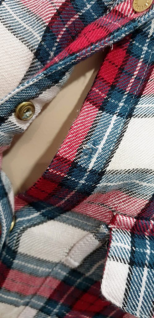 ZADIG & VOLTAIRE Red White Grey RILLA GRUNGE Check Plaid Mini Shirt Dress XS