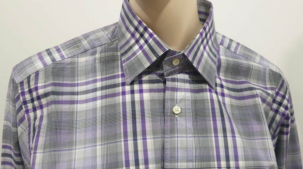 ETRO MILANO Menswear Purple & Black Checked Casual Shirt Top Sz:41