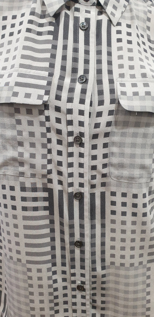 EQUIPMENT FEMME Grey Silk Checked Collared Sleeveless Blouse Shirt Top S