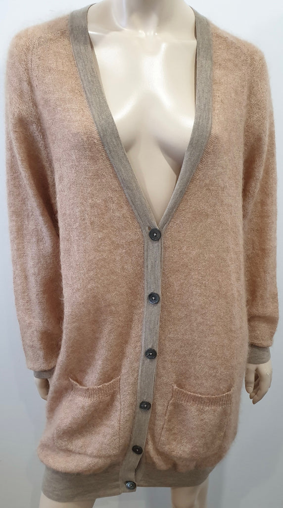 PAUL SMITH BLACK LABEL Peach Beige Mohair Wool Long Length Cardigan Coat M
