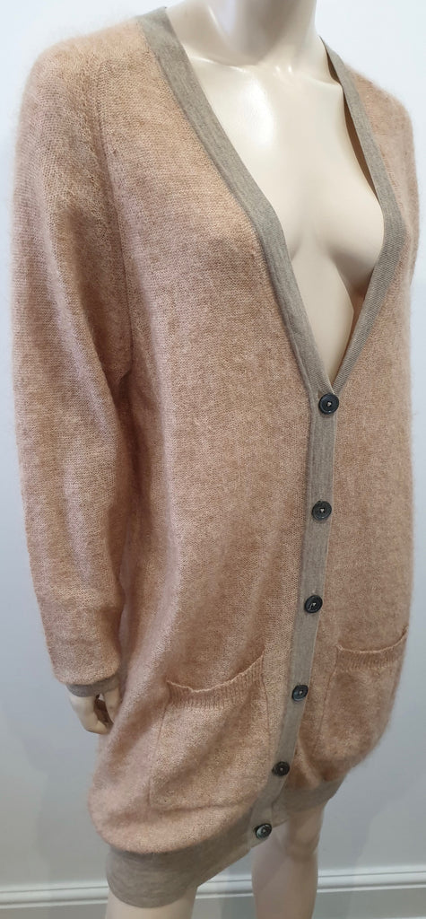 PAUL SMITH BLACK LABEL Peach Beige Mohair Wool Long Length Cardigan Coat M