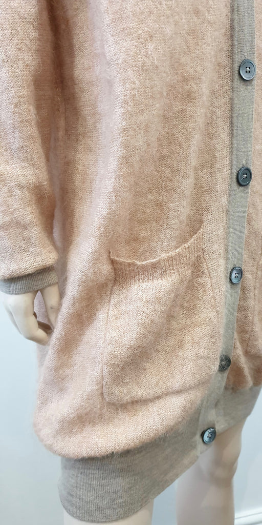 PAUL SMITH BLACK LABEL Peach Beige Mohair Wool Long Length Cardigan Coat M