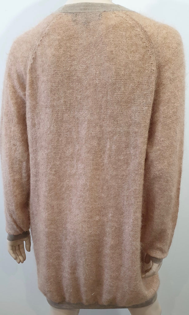 PAUL SMITH BLACK LABEL Peach Beige Mohair Wool Long Length Cardigan Coat M