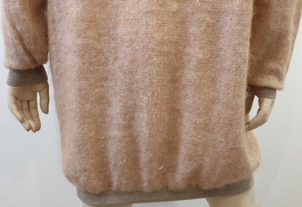 PAUL SMITH BLACK LABEL Peach Beige Mohair Wool Long Length Cardigan Coat M