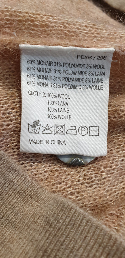 PAUL SMITH BLACK LABEL Peach Beige Mohair Wool Long Length Cardigan Coat M