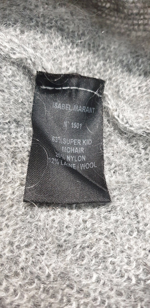 ISABEL MARANT Grey Mohair Blend Perforated Detail Long Sleeve Jumper Sweater M