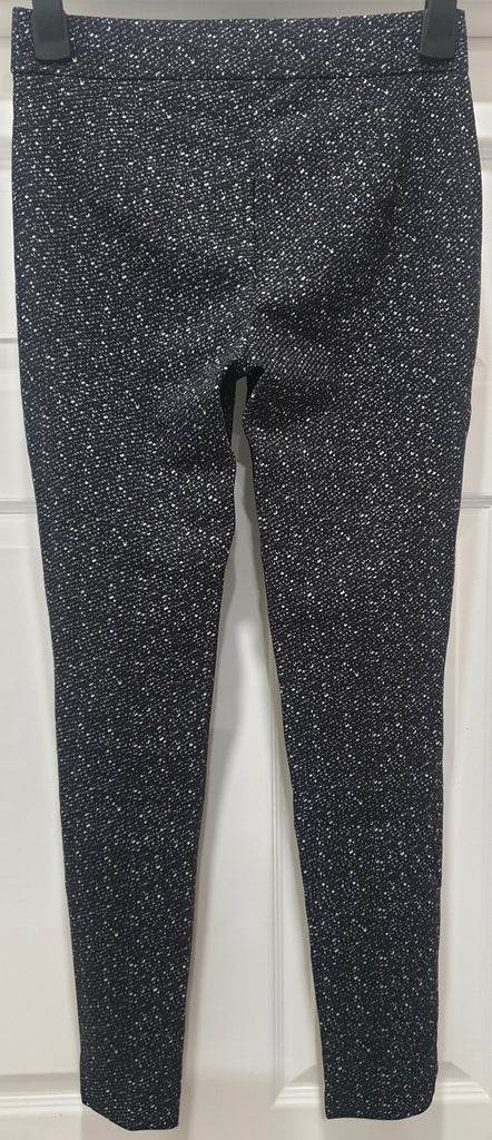 THEORY Grey Black Cream ADBELLE K Tweed Twill Stretch Leggings Trousers Pants S
