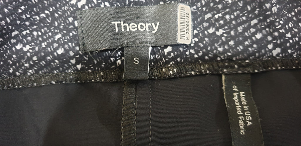 THEORY Grey Black Cream ADBELLE K Tweed Twill Stretch Leggings Trousers Pants S