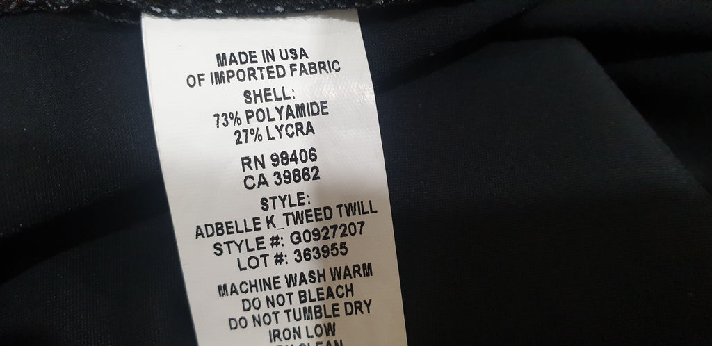 THEORY Grey Black Cream ADBELLE K Tweed Twill Stretch Leggings Trousers Pants S