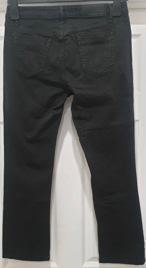 VICTORIA BECKHAM Blue Black Cotton Stretch Casual Crop Capri Jeans Pants Sz:28