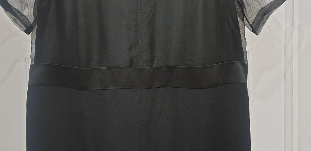 KARLA SPETIC Black TIDE Silk & Silk Organza Short Sleeve Crop Leg Jumpsuit M