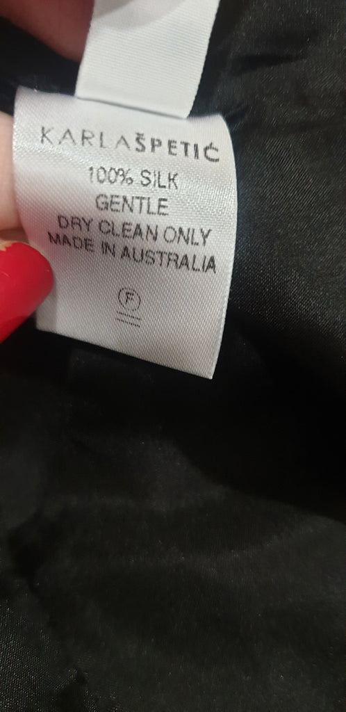 KARLA SPETIC Black TIDE Silk & Silk Organza Short Sleeve Crop Leg Jumpsuit M