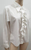 ANNE FONTAINE White & Cream Pinstripe Ruffle Front Blouse Shirt Top 5 UK14/16