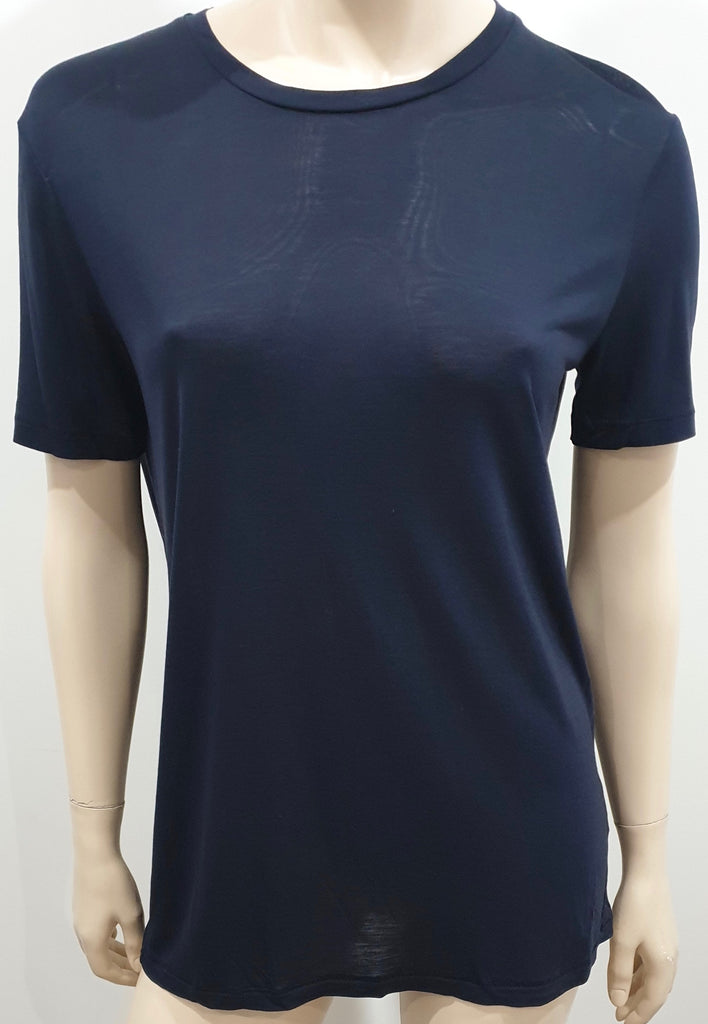 ACNE STUDIOS Womens Navy Blue Lyocell Semi Sheer Short Sleeve T-Shirt Tee Top XS