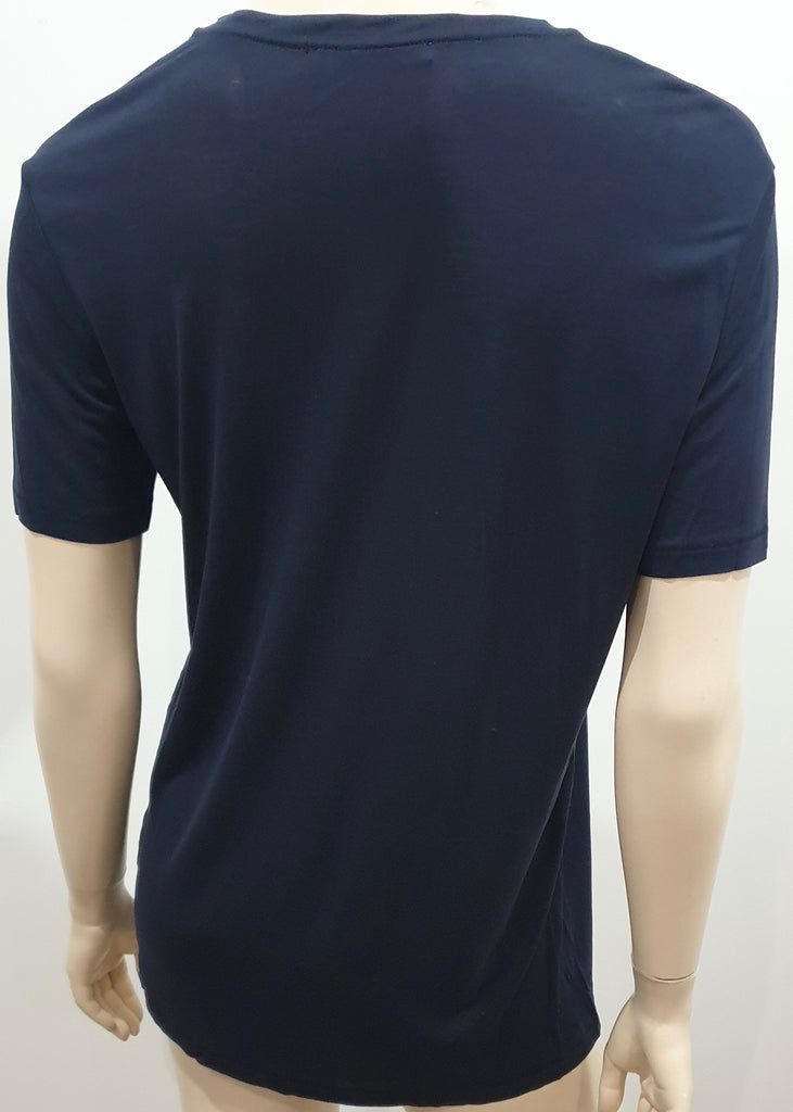 ACNE STUDIOS Womens Navy Blue Lyocell Semi Sheer Short Sleeve T-Shirt Tee Top XS